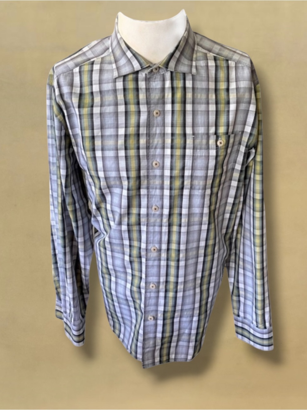 TOMMY BAHAMA Island Modern Fit Plaid Cotton Shirt Size Large